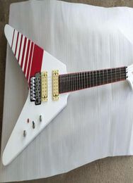 Jack Son Killswitch Buckethead KFC White Flying V Guitare électrique 24 Frères jumbo Rouge Kill Switch Button Floyd Rose Tremolo Bridg5579040