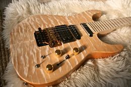 Jack Son PC1 Phil Collen Qulited Maple Chlorine Natural elektrische gitaar Floyd Rose Tremolo Bridge Locking Nut, gouden hardware