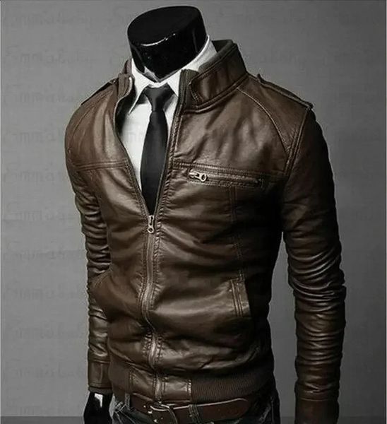 Veste Bomber moto Fit manteau Streetwear Cool hommes mode cuir hommes vestes d'hiver col vêtements d'extérieur automne mince 240130