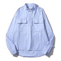 Jacket -ontwerper American High Street Fog Pullover Henley 6e seizoen 6 retro Henley Collar Workwear lange mouw shirt voor mannen en vrouwen