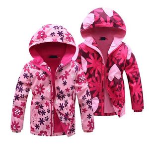 Jas voor meisjes lente kinderen bloem fleece kleding jas windbreaker bovenkleding kinderen polaire winddicht 3-12t 211011