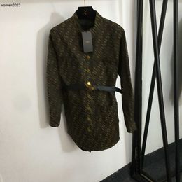 jas voor damesmode Meisjesjas met dubbele letter en volledige print Met riem Maat S M L Shirt met opstaande kraag en lange mouwen Oct10