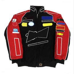 Veste Formula Racing Jacket entièrement brodée automne et hiver ample coupe-vent hommes femmes chaud