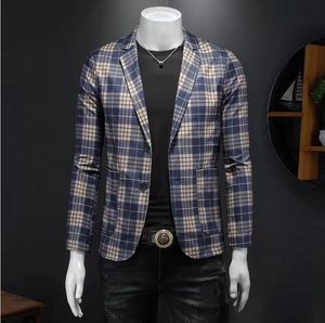 Herenpakken Blazers Hoge kwaliteit Plaid Fashion Trend Elegant Hoogte Simple Business Casual Shopping Slim Jacket Coat