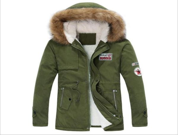 chaqueta para hombre nueva men039s abrigo grueso y cálido de invierno con cuello de piel largo verde militar parka para hombre abrigo de algodón polar chaqueta parka para hombre 2017559619