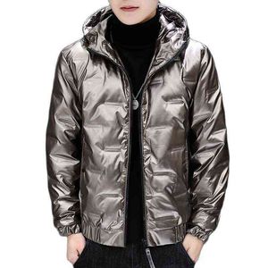Jas heren donsjack winter heren nieuwe donsjack casual hooded jas + effen kleur Warme losse comfortabele drie kleuren M-5XL G1115