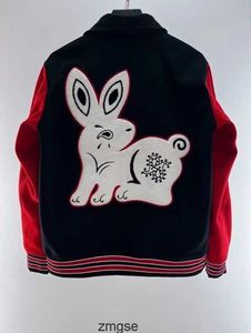 Jacket herenjacks mannen modemerk vintage losse hiphop hiphop hiphop hiphop varsity jas van honkbal man met konijn patten heren fleece jassen 8lq8