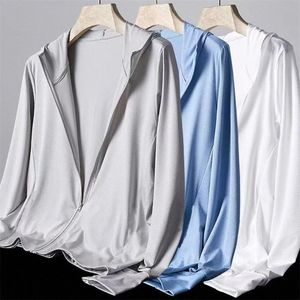 veste pour hommes Vêtements Couleur solide Protection solaire Summer Light Light Japane Ice Silk Breathable Simple Veste Jacket P44H #