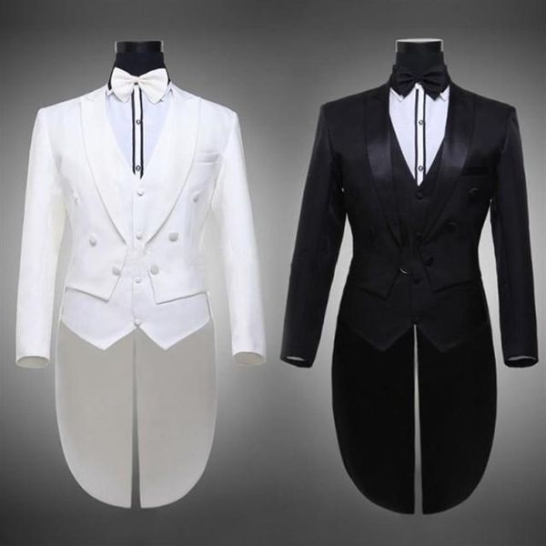 Veste Pantalon Ceinture Homme Mariage Marié Machaon Costume De Bal Noir Blanc Smoking Robe Formelle Costumes Trois Pièces Ensemble Hommes Costumes Sing234e