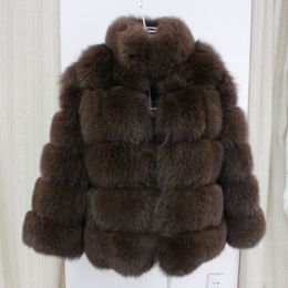 chaqueta Mujer Faux fox Fur Coat diseñador mujer Nuevos abrigos de invierno Tallas grandes para mujer Stand Collar Chaquetas de piel de manga larga gilet fourrure
