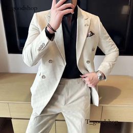 JacketPants 2 pièces Blue Abricot Business Party Men Suit Double Breasted Formel Style Made Made Wedding Groom Tuxedos 240125 740