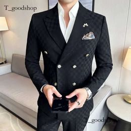 Jacket spants 2 stuks Blue Abrikot Business Party Men Suits Double Breasted Formele stijl Custom Made Wedding Brader Tuxedos 240125 261