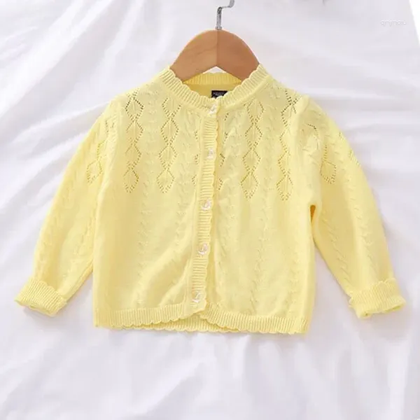 Vestes 0-4 ans filles blanches pull cardigan à manches longues simple boutonnage petit enfant manteau jaune 1 2 3 4 ans vêtements OGC215411