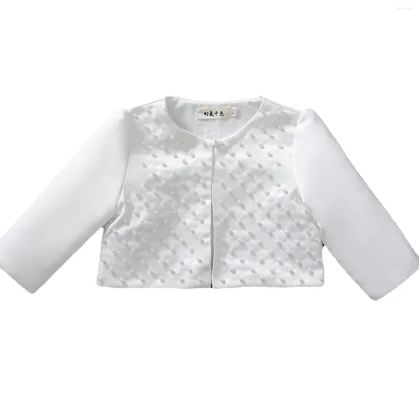 Vestes 1-12 ans 3/4 manches perle filles cardigan blanc sweet veste mince enfant manteau 2 3 4 5 6 7 8 9 10 ans vêtements pour enfants 215383