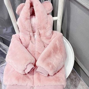 Vestes 1-5 ans enfant en bas âge fille vêtements anniversaire Gfit bébé filles manteau mignon grande oreille en peluche veste hiver chaud à capuche vêtements d'extérieur pour enfants