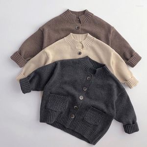 Vestes 1-6 ans bébé garçons filles tricot cardigan manteau à manches longues couleur unie enfants vêtements automne printemps pull
