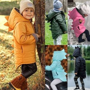 Jackets 1-7 jaar peuter Kids Baby Boy Girl Hoodie 3D Dinosaur Zipper Winter herfst Dikke jas Warm jas uit het kader van de lozers 220928