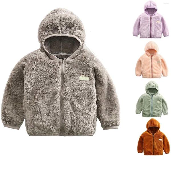 Chaquetas 1 8 años Abrigo H para niños Bebé Coral Con capucha Ropa gruesa con cremallera para niños y niñas