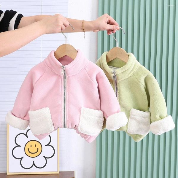 Chaquetas 1-8 años Chaqueta de Lana de Ocio para niños Moda Patchwork de Cuello Alto Ropa de Abrigo para niños Abrigo de Lana de Manga Larga de Otoño