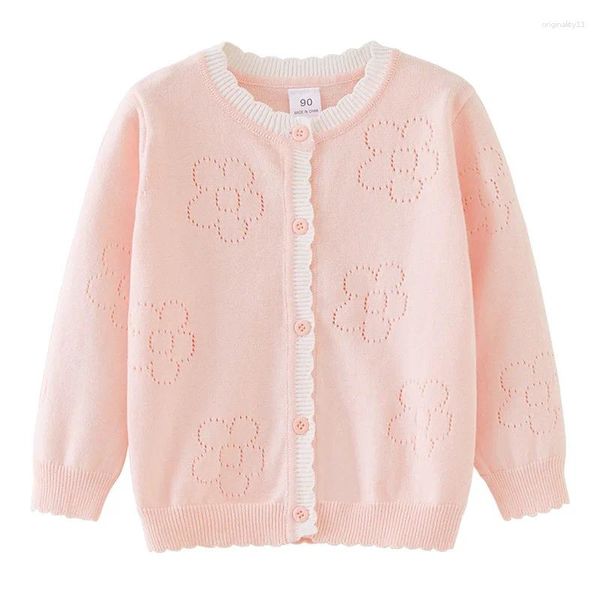 Vestes 1-8 ans printemps fleur rose filles Cardigan pull couleur bonbon manteau enfants veste 1 2 3 4 5 6 ans vêtements OGC241116