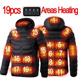 Vestes 19 pièces NWE hommes hiver chaud USB chauffage Thermostat intelligent couleur Pure à capuche vêtements chauffants étanche Y2210