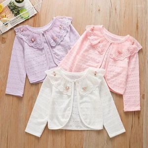 Vestes 2-6 ans bébé filles châles printemps et été enfants manteau mince peu de vêtements de protection solaire dentelle chemises climatisées