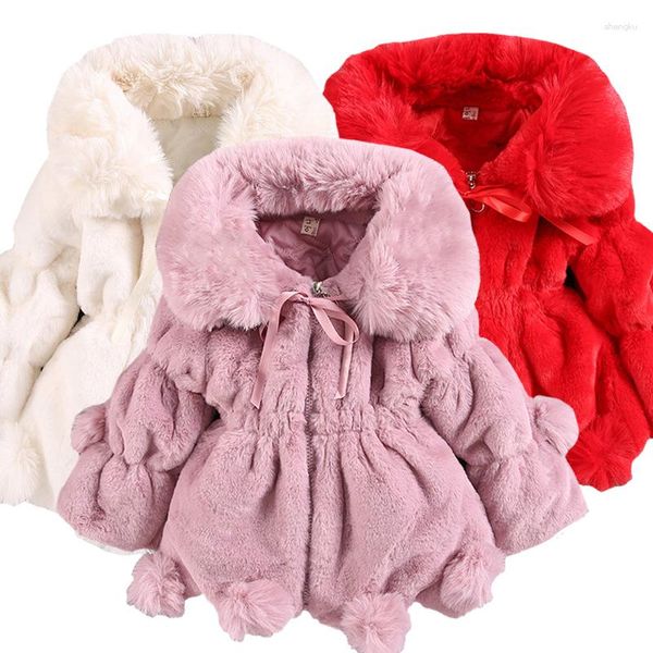 Vestes d'hiver en peluche pour filles de 2 à 8 ans, doublure mignonne, décoration d'oreille, vêtements d'extérieur à capuche pour enfants