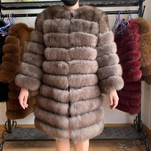 Vestes 2019 Nouveau Natural Real Fox Coat à fourrure hivernale Femmes longues Veste de fourrure vraie vraie