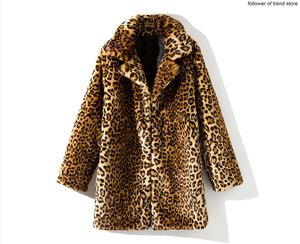 Vestes 2022 Faux Fur Leopard Imprimé Mabinet Femmes Sexy Moyen moyen Long Cold Colère Mabier Lady Léopard Collier Veste Loose