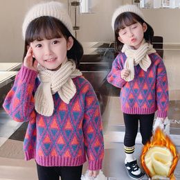 Jackets 2022 Winter Fashion Girls Turtleneck pullover trui Kinderen verdikte gebreide Baby Girl Bottom Tops Boutique Clothing