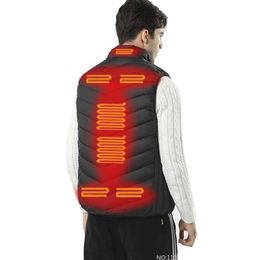 Jackets 2022 Winter mannen verwarmde jas vrouwen intelligente USB elektrische verwarming thermische warme jassen vest plus maat 6xl y2210