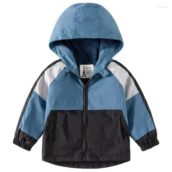 Chaquetas con capucha para niño, abrigo cálido de doble capa con cremallera, ropa de moda para niño, otoño e invierno, 2023