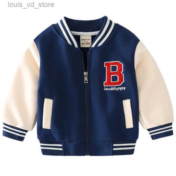 Vestes 2023 automne hiver garçons veste à glissière enfants polaire vêtements d'extérieur bébé broderie lettres Baseball uniforme enfants col en v décontracté haut T231204