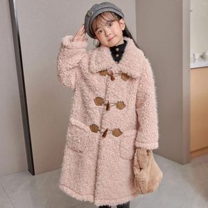Vestes 2023 automne hiver enfants filles chaud épais lâche laine veste longue manteau enfants vêtements coréen mode polaire pardessus Q13