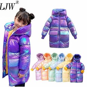 Vestes 2023 enfants veste d'hiver pour filles brillant irisé épaissir manteau à capuche velours Outwear 12y 230711