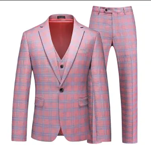 Jackets 2023 Nieuw roze plaid pak mannen trouwfeest Swallowtail jurk groot formaat 6xl heren slank fit blazers jas en broek