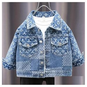 Chaquetas 2023L Niños Diseñador Jeans Chaqueta Azul Bebé Niño Niña Primavera Suave Denim Niños Abrigo Drop Entrega Ropa de maternidad Outwear DH6CL