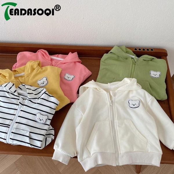 Vestes 2024 automne enfants bébé filles à manches longues à capuche dessin animé ours fermeture éclair couche de finition vêtements mignons veste enfant en bas âge Fashionistas 6-5Y