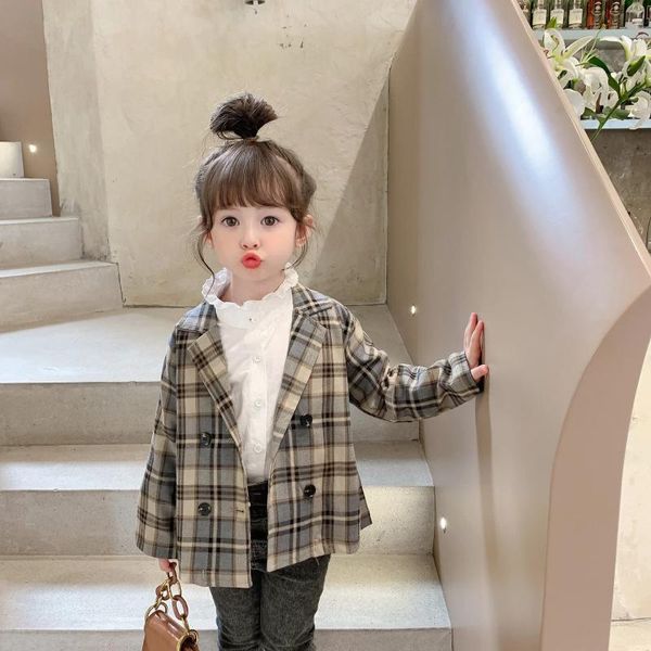 Jackets 2024 Baby Girl Boy Boy Spring Autumn Lattice Coats Fashion Cartoon Chaqueta Niños para niños