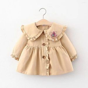 Vestes pour bébés filles, vêtements de printemps et d'automne, Trench-Coat à revers, princesse mignonne, manches longues, couleur unie, hiver, 2024