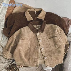 Jackets 2024 Kinderjas voor meisjes jongenszakken Rapel Baby jas vest vintage kinderen herfstkleding