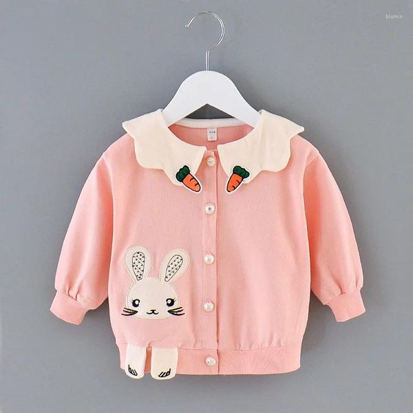 Vestes 2024 Mabouillage pour filles Automne Vêtements pour enfants Cartoon Carrot Doll Collar Girl Girl Baby Jacket Kids Vêtements