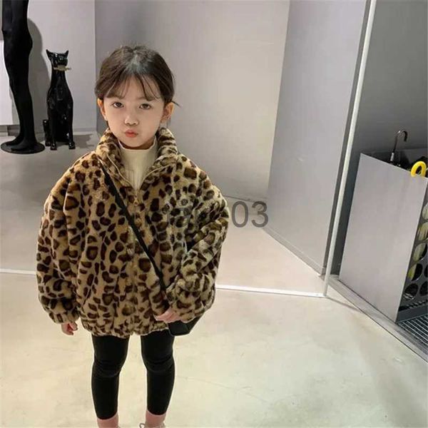 Chaquetas 2024 Nuevas Niñas Chaqueta de Algodón Patrón de Leopardo Niños Niña Abrigo Cálido Bebé Espesar Chaquetas Top Niños Ropa de Invierno J231115