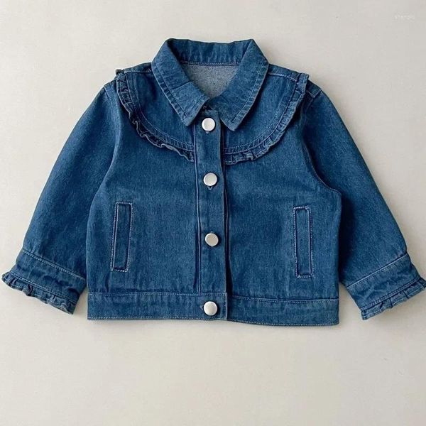 Jackets 2024 Spring Baby Girl Denim Niños Autumn Jean Coat Little Princess Ruffle Sweet Outerwear Children Top Clothing 1-6 años