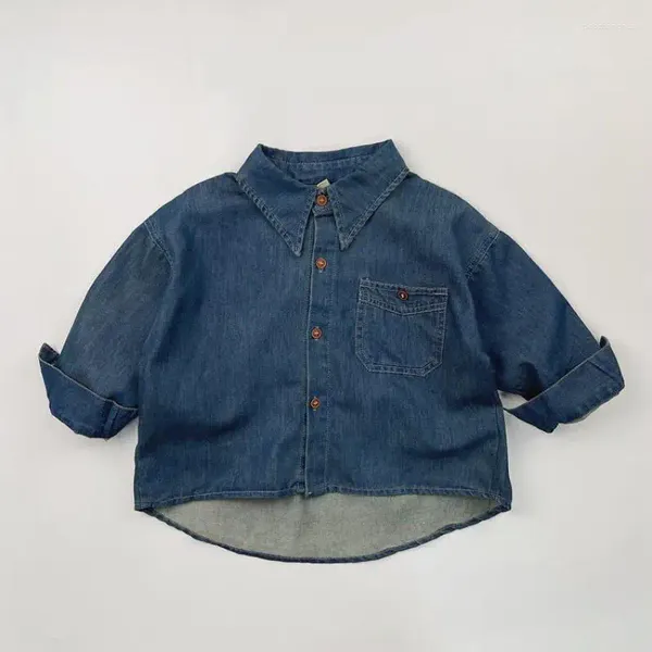 Vestes 2024 printemps enfants à manches longues veste en jean garçons revers Cardigan manteau enfants filles vêtements d'extérieur décontractés solide vêtements de bébé