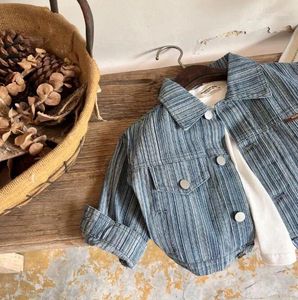 Jassen 2024 Groothandel Meisjes Jongens Denim Jas Herfst Katoen Volledige Mouw Kids Jas 2-8 Jaar A872