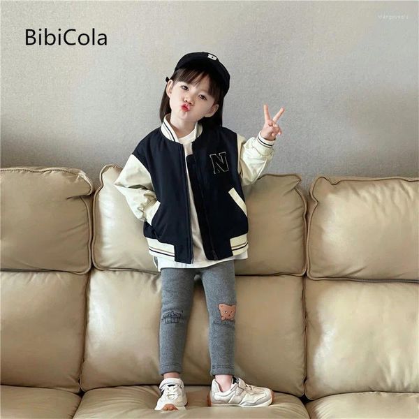 Vestes 2024 hiver vêtements pour enfants coton Sandwich veste de Baseball coréen décontracté couleur contraste garçons et filles