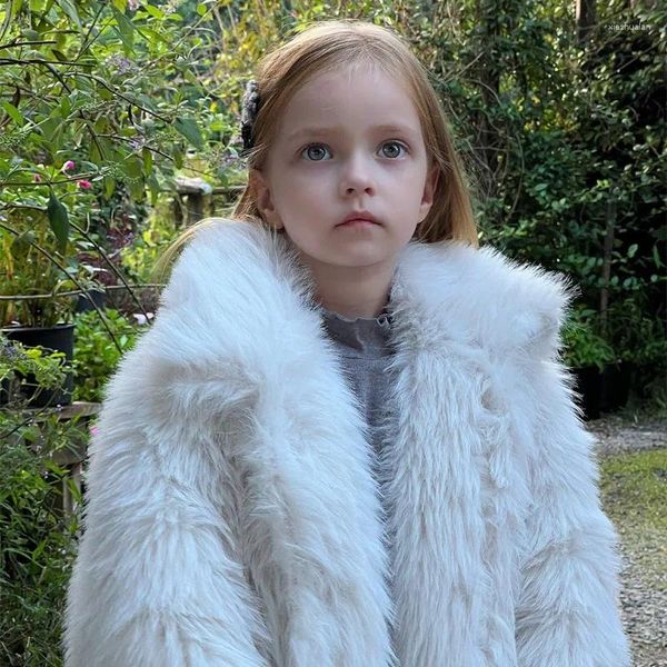 Chaquetas de invierno 2024, Chaqueta de algodón gruesa con pelo para niña, abrigo de piel versátil y moderno para niña, ropa bonita y duradera para niños