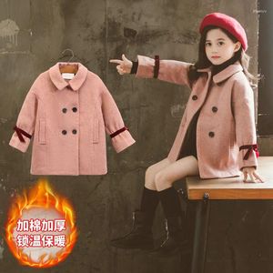 Jackets 3-14 jaar kinderjas voor meisjes winter warme wol blends geul casual mode overjas kinderen borsten lang uit het deler worden