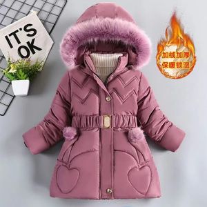 Jassen 3 4 5 6 8 10 jaar Winter Meisjes Jas Warm Houden Dikker Kinderjas Capuchon Rits Bontkraag Prinses Bovenkleding Kinderkleding 231117